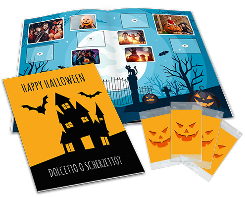 scary halloween gifts, an open, customizable sticker album with packets