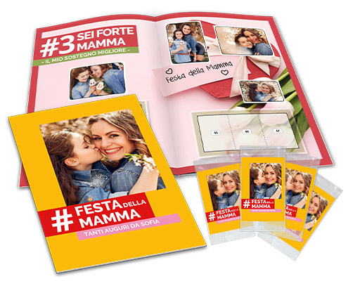 mother's day gift, personalized sticker album opened with sticker packets